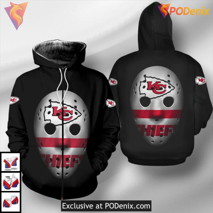 Mask Design Kansas City Chiefs Womens Hoodie, Unique 3D Zip Up Fashion Mask Design Kansas City Chiefs Womens Hoodie, Unique 3D Zip Up Fashion