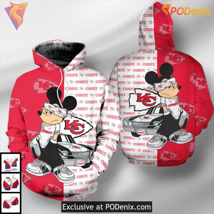 Mickey Mouse Kansas City Chiefs Hoodie For Men, All Over Print Fan Style Mickey Mouse Kansas City Chiefs Hoodie For Men, All Over Print Fan Style