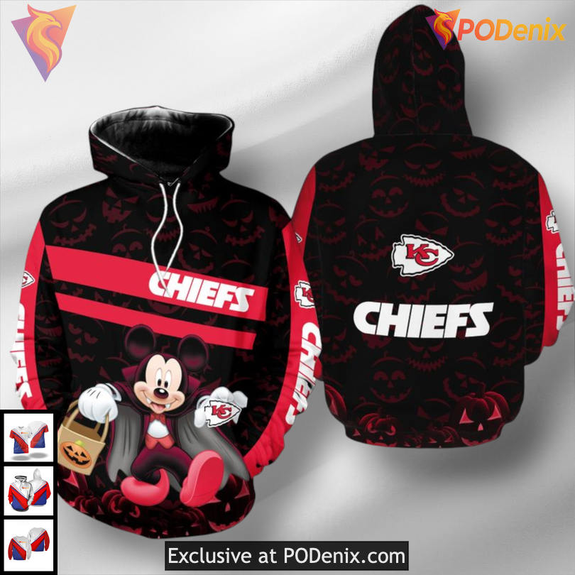 Mickey Mouse Kansas City Chiefs Youth Hoodie, Vintage 3D Game Day Design Mickey Mouse Kansas City Chiefs Youth Hoodie, Vintage 3D Game Day Design