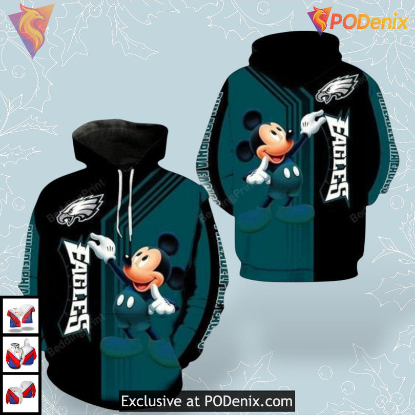 Mickey Mouse NFL Collection Philadelphia Eagles Pullover Hoodie Custom 3D Apparel Mickey Mouse NFL Collection Philadelphia Eagles Pullover Hoodie Custom 3D Apparel