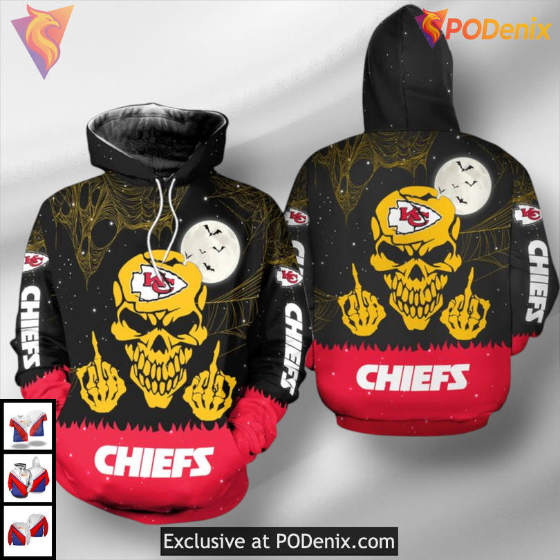 Middle Fingers Skull Kansas City Chiefs Mens Hoodie, Limited 3D Fanwear Middle Fingers Skull Kansas City Chiefs Mens Hoodie, Limited 3D Fanwear