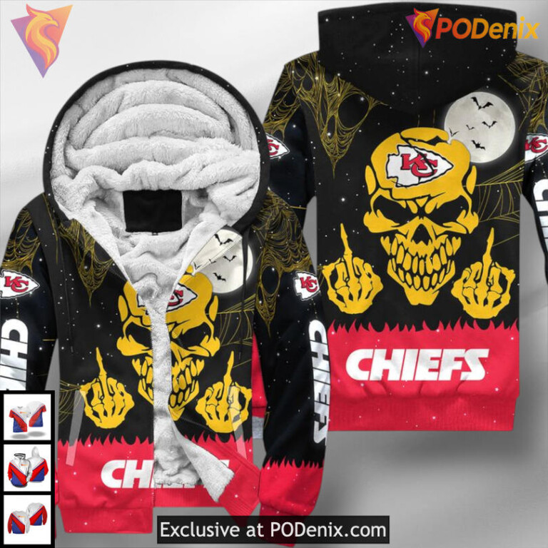 Middle Fingers Skull Kansas City Chiefs Mens Hoodie, Limited 3D Fanwear - 2