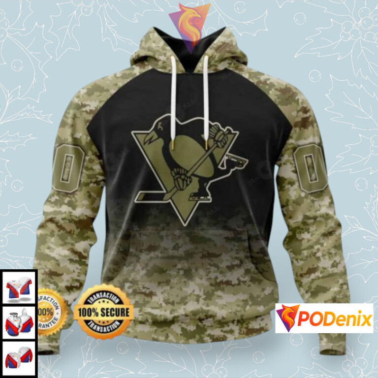 Military Camo Edition Custom Pittsburgh Penguins 3D Hoodie NHL Gear