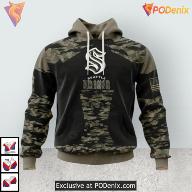 Military Members Tribute V5 Jersey Custom Custom Name Seattle Kraken Hoodie 3D