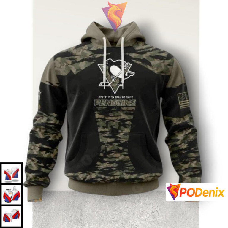 Military Members V5 Jersey Kit Concept Vintage Pittsburgh Penguins Hoodie NHL 3D