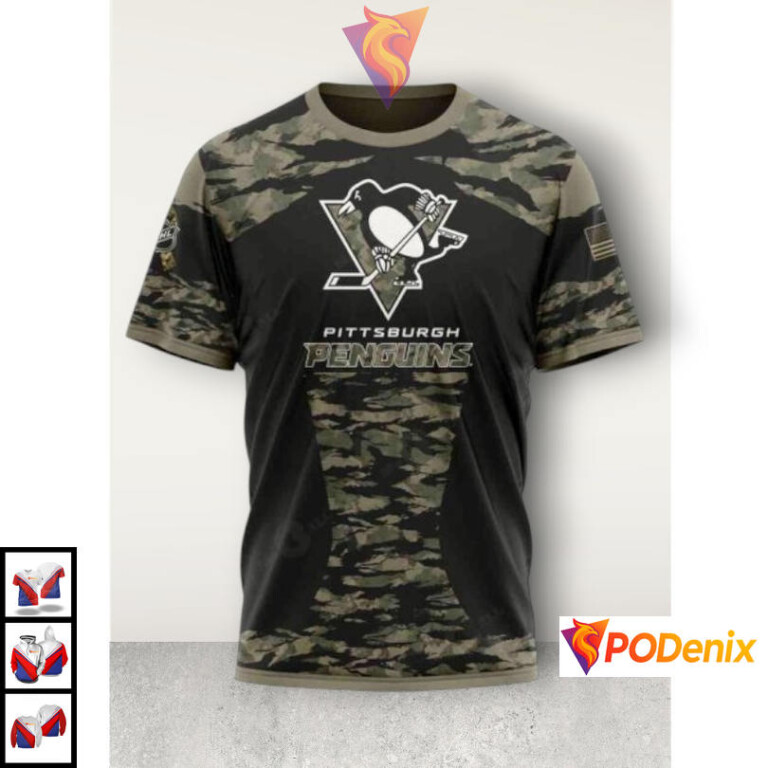 Military Members V5 Jersey Kit Concept Vintage Pittsburgh Penguins Hoodie NHL 3D - 2