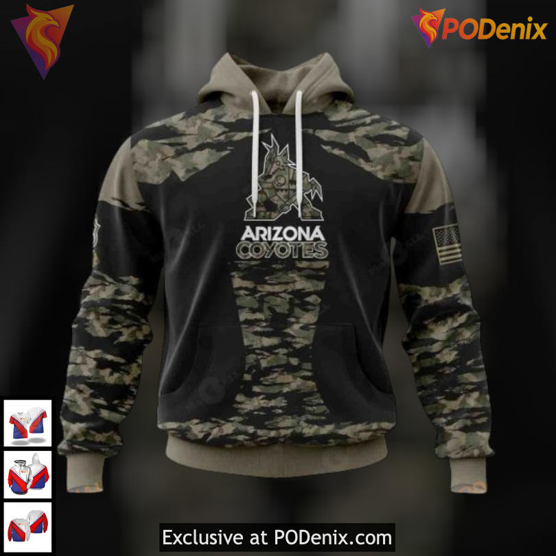 Military Members V5 Tribute Vintage Arizona Coyotes Hoodie Jersey Kit Style