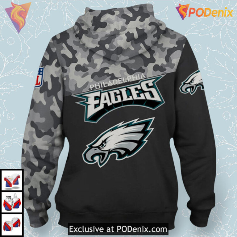 Military Tribute Camouflage Style Personalized Philadelphia Eagles Hoodie For Men - 1