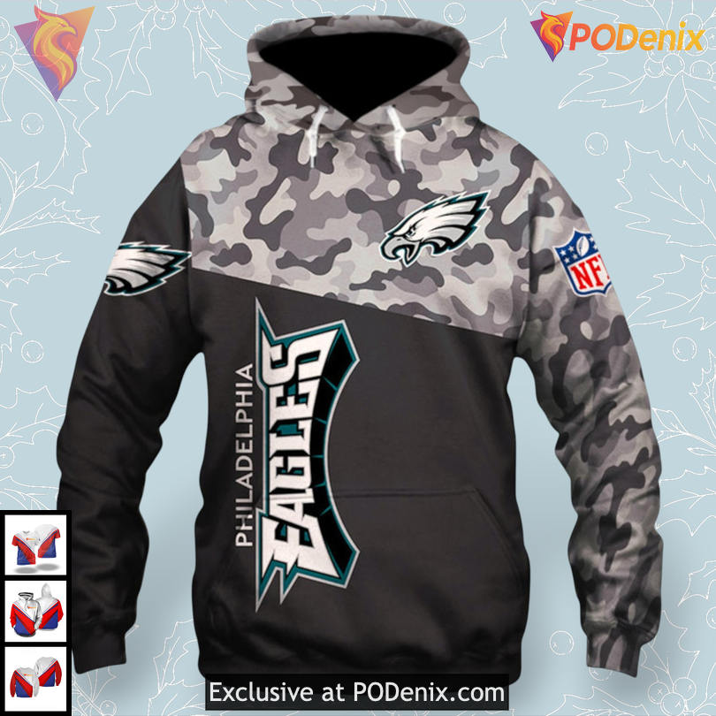 Military Tribute Camouflage Style Personalized Philadelphia Eagles Hoodie For Men Military Tribute Camouflage Style Personalized Philadelphia Eagles Hoodie For Men