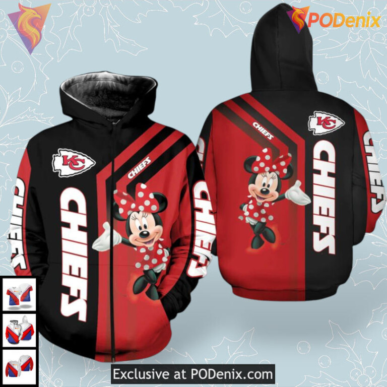 Minnie Mouse Kc Chiefs Hoodie, All Over Print Disney 3D Fan Apparel