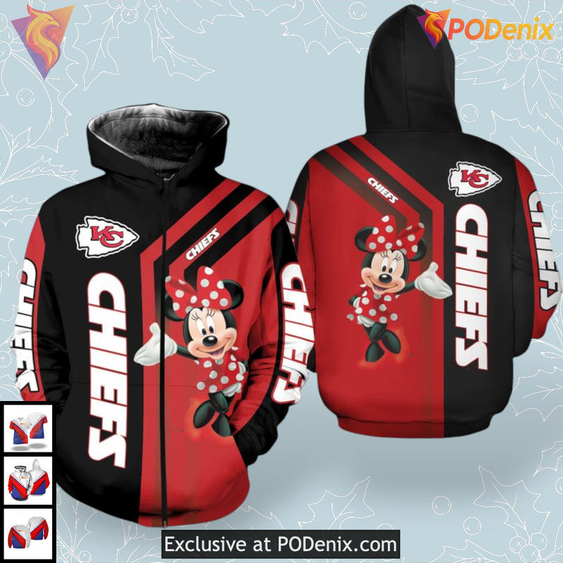 Minnie Mouse Kc Chiefs Hoodie, All Over Print Disney 3D Fan Apparel Minnie Mouse Kc Chiefs Hoodie, All Over Print Disney 3D Fan Apparel