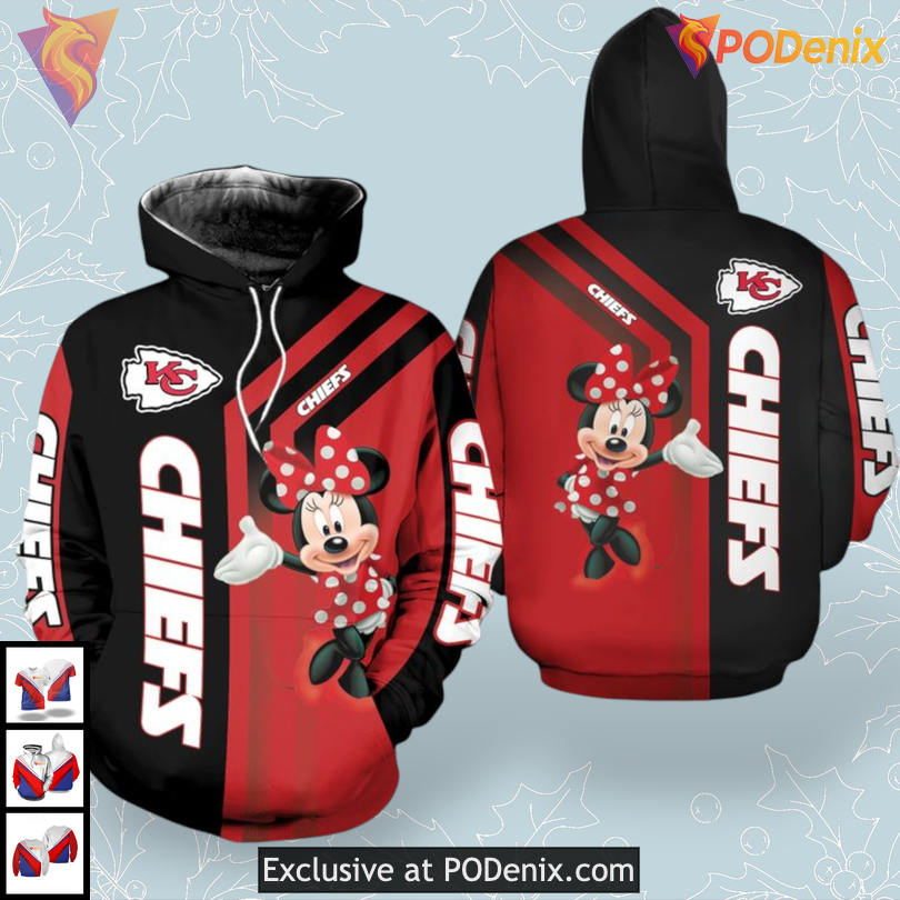 Minnie Mouse Kc Chiefs Hoodie, All Over Print Disney 3D Fan Apparel Minnie Mouse Kc Chiefs Hoodie, All Over Print Disney 3D Fan Apparel