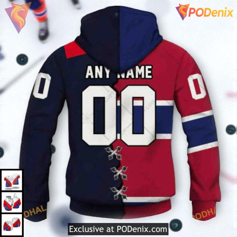 Mix CFL Alouettes Jersey Style NHL Montreal Canadiens All Over Print Hoodie - 2