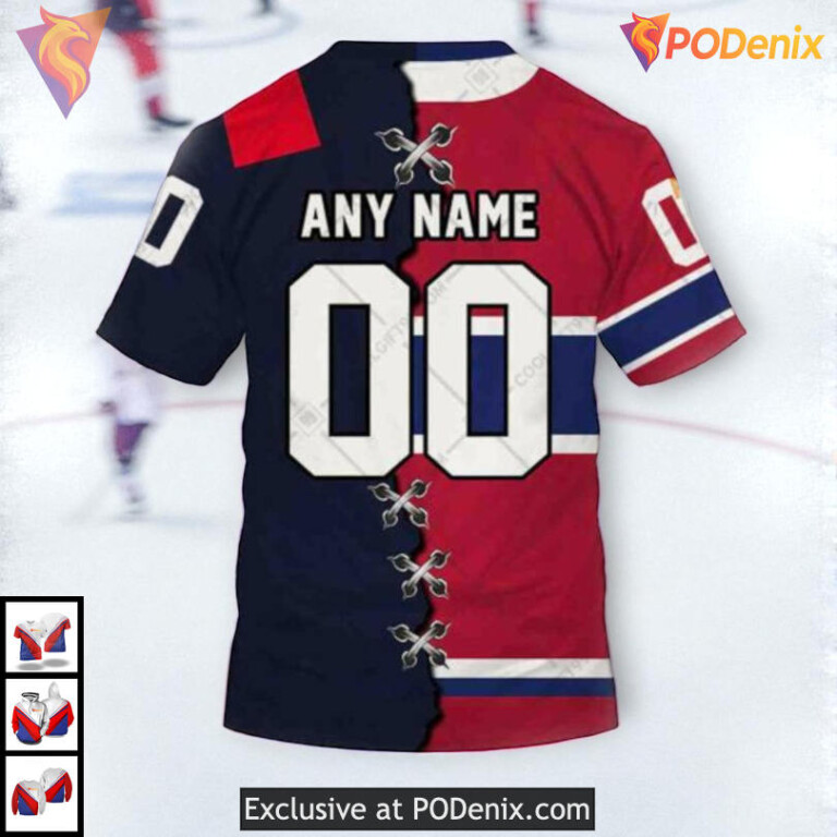 Mix CFL Alouettes Jersey Style NHL Montreal Canadiens All Over Print Hoodie - 3