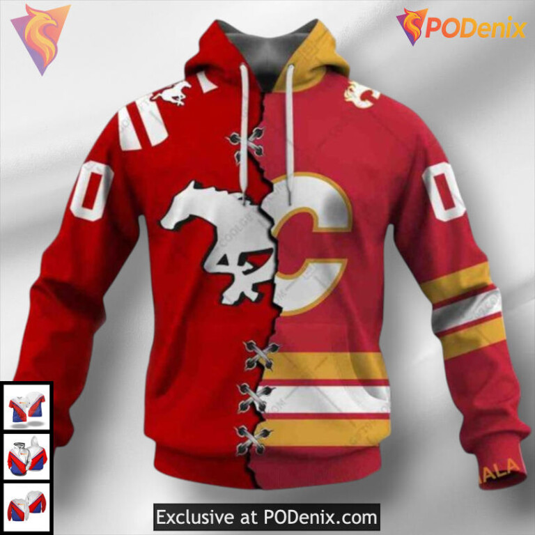 Mix CFL Stampeders Jersey Graphic Calgary Flames Pullover Hoodie 3D
