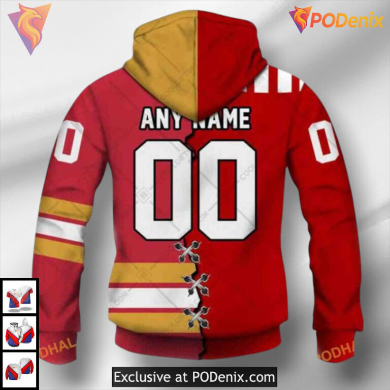 Mix CFL Stampeders Jersey Graphic Calgary Flames Pullover Hoodie 3D - 1