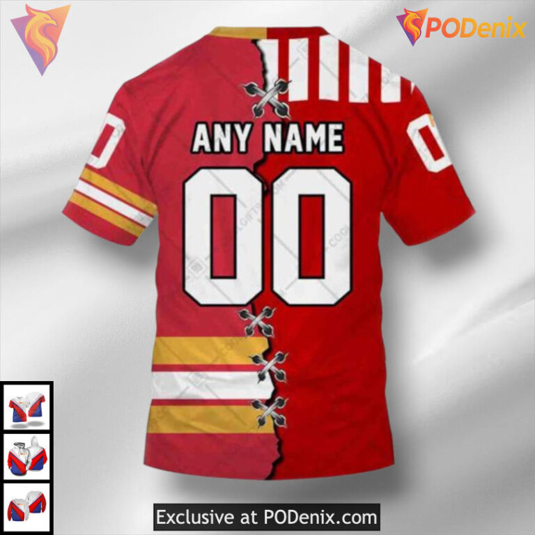 Mix CFL Stampeders Jersey Graphic Calgary Flames Pullover Hoodie 3D - 3