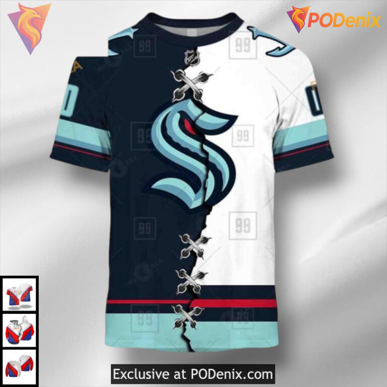 Mix Color Jersey 2025 Tribute Edition Custom Seattle Kraken Full Print Hoodie 3D - 1