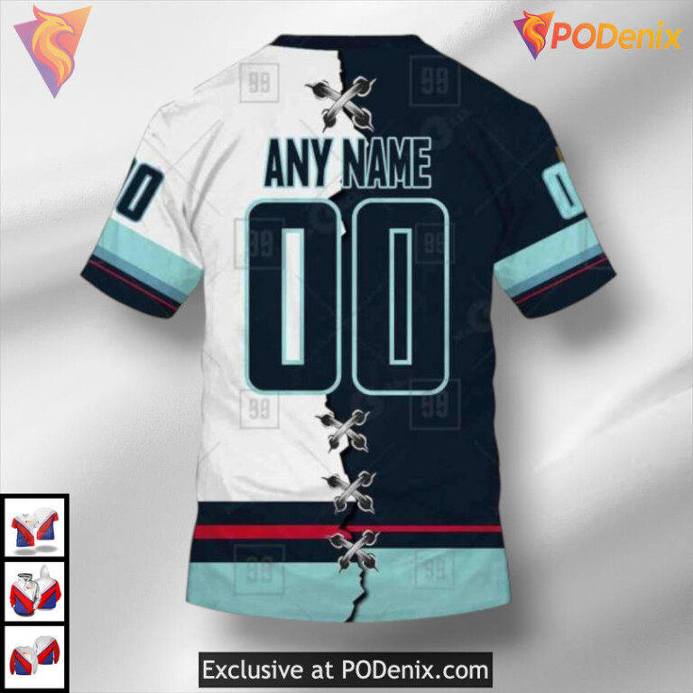 Mix Color Jersey 2025 Tribute Edition Custom Seattle Kraken Full Print Hoodie 3D - 3