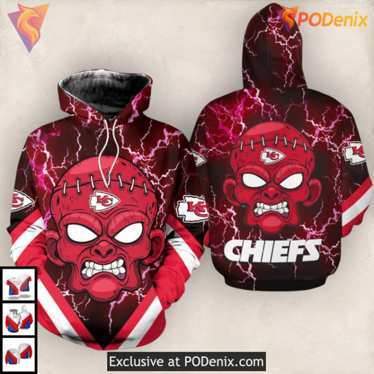 Monster Frankenstein Tribute Kansas City Chiefs Hoodie For Men Bold 3D