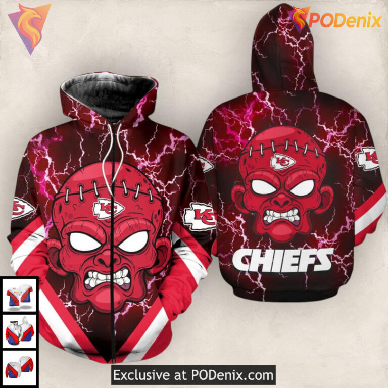 Monster Frankenstein Tribute Kansas City Chiefs Hoodie For Men Bold 3D - 1