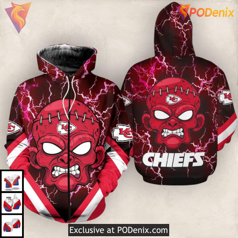 Monster Frankenstein Tribute Kansas City Chiefs Hoodie For Men Bold 3D Monster Frankenstein Tribute Kansas City Chiefs Hoodie For Men Bold 3D
