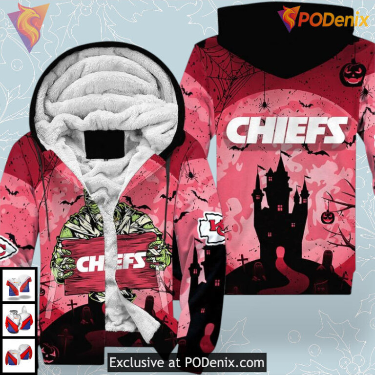 Mummy Inspired Kc Chiefs Mens Hoodie, Full Zip Halloween 3D Design - 2