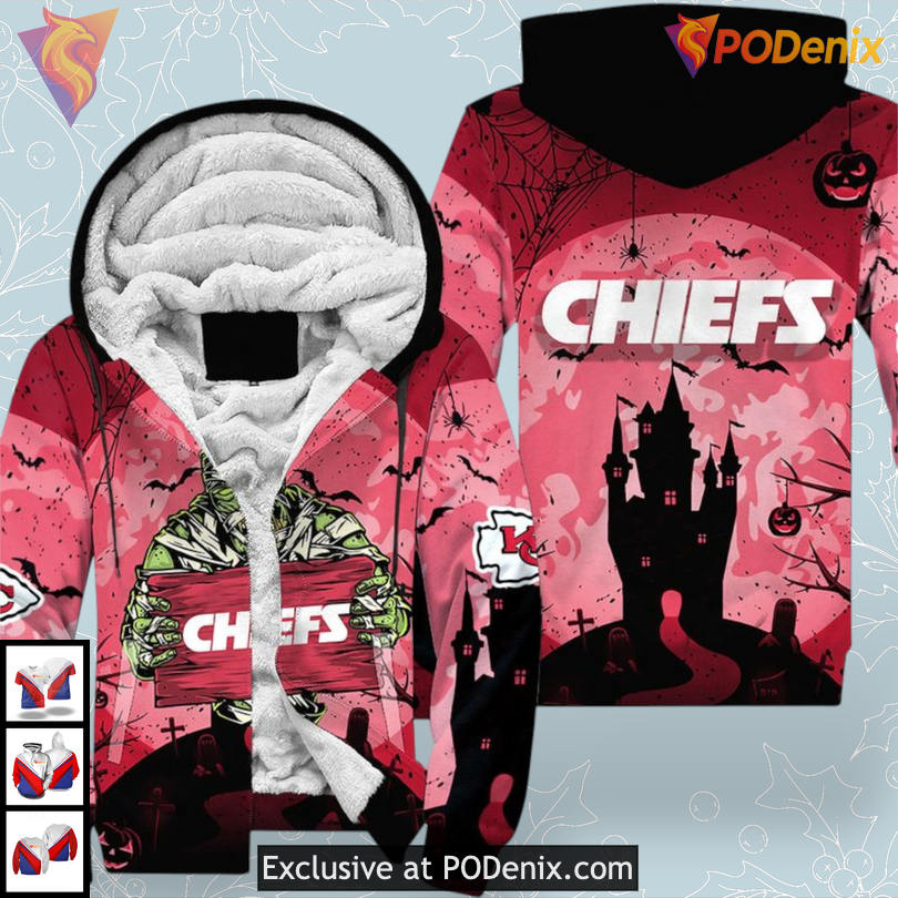 Mummy Inspired Kc Chiefs Mens Hoodie, Full Zip Halloween 3D Design Mummy Inspired Kc Chiefs Mens Hoodie, Full Zip Halloween 3D Design