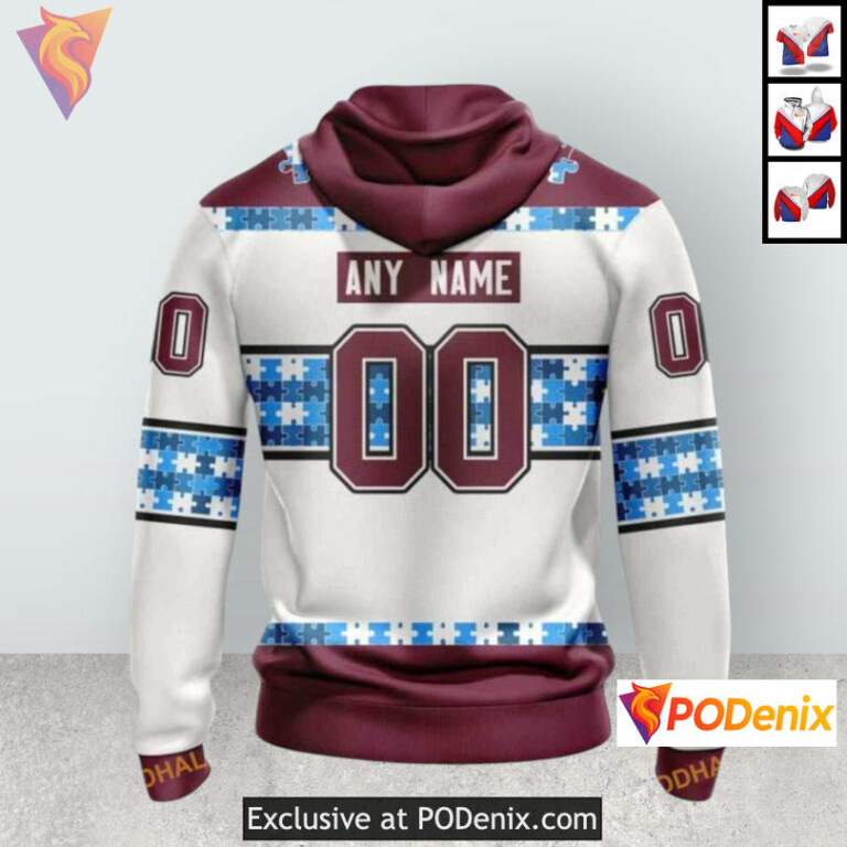 Name Number Autism Edition Colorado Avalanche Team Hoodie Custom 3D - 1