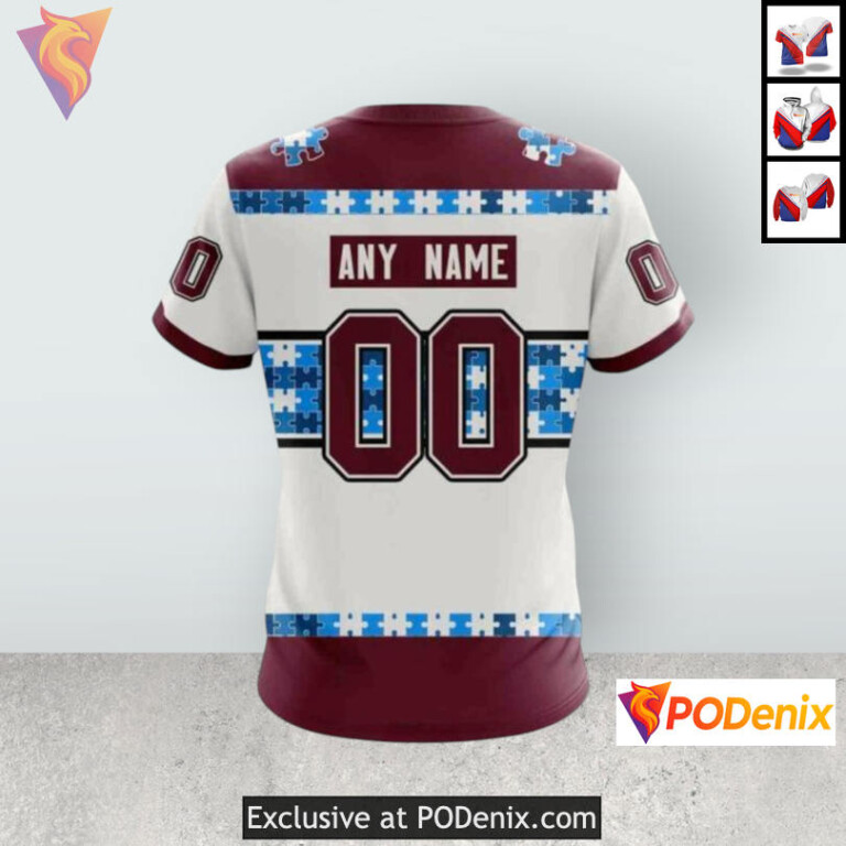 Name Number Autism Edition Colorado Avalanche Team Hoodie Custom 3D - 3