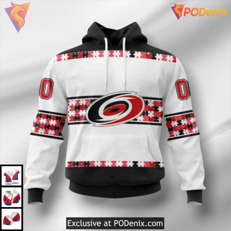 Name Number Autism Tribute Carolina Hurricanes Holiday Hoodie Custom 3D