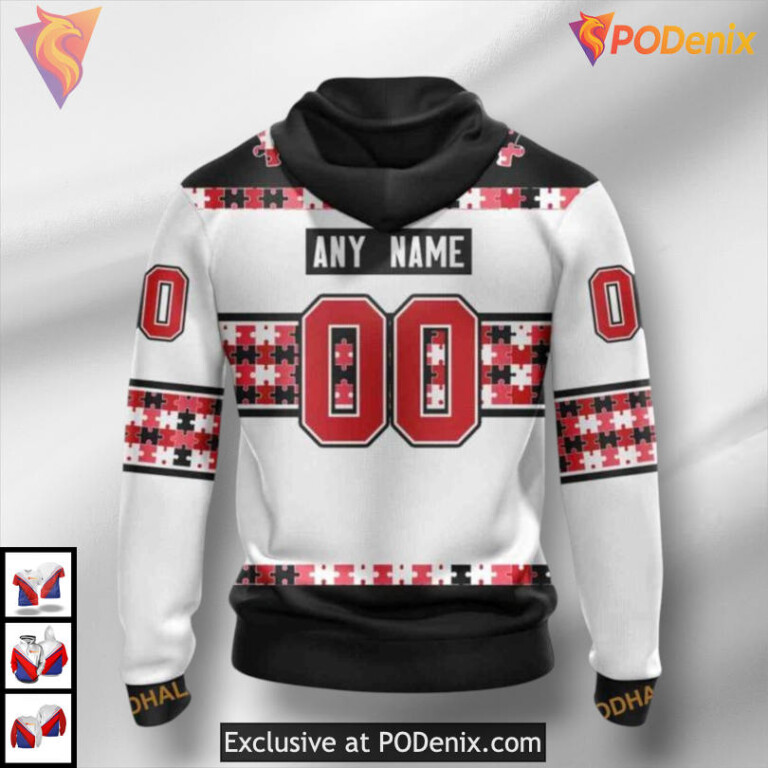 Name Number Autism Tribute Carolina Hurricanes Holiday Hoodie Custom 3D - 1