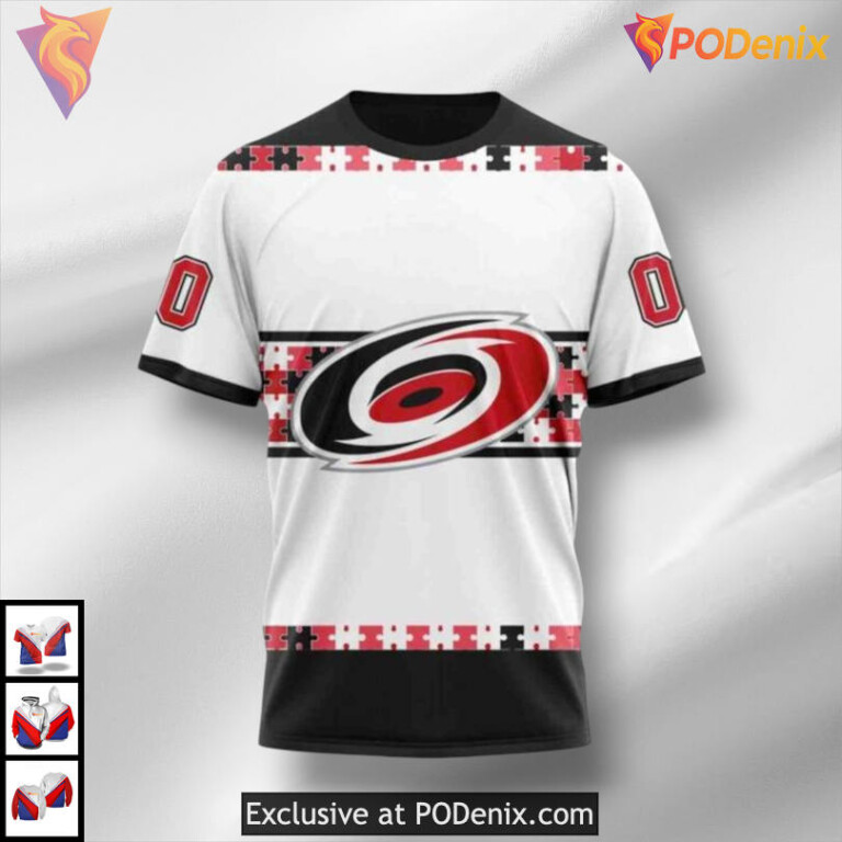 Name Number Autism Tribute Carolina Hurricanes Holiday Hoodie Custom 3D - 2