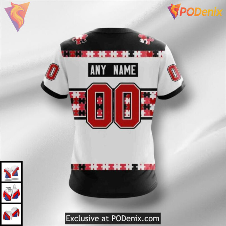 Name Number Autism Tribute Carolina Hurricanes Holiday Hoodie Custom 3D - 3