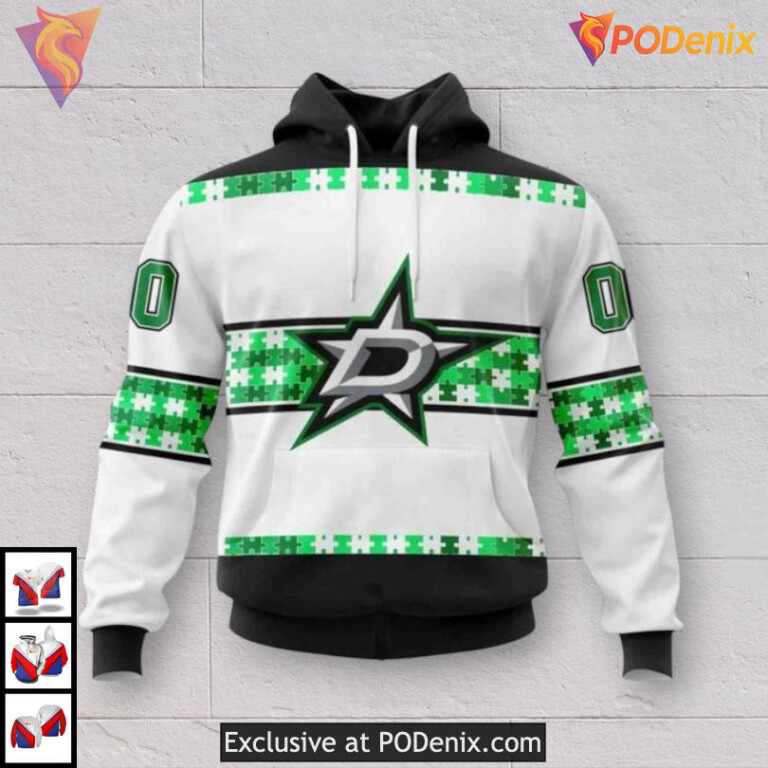 Name Number Autism Tribute Dallas Stars Zip Up Hoodie Personalized 3D
