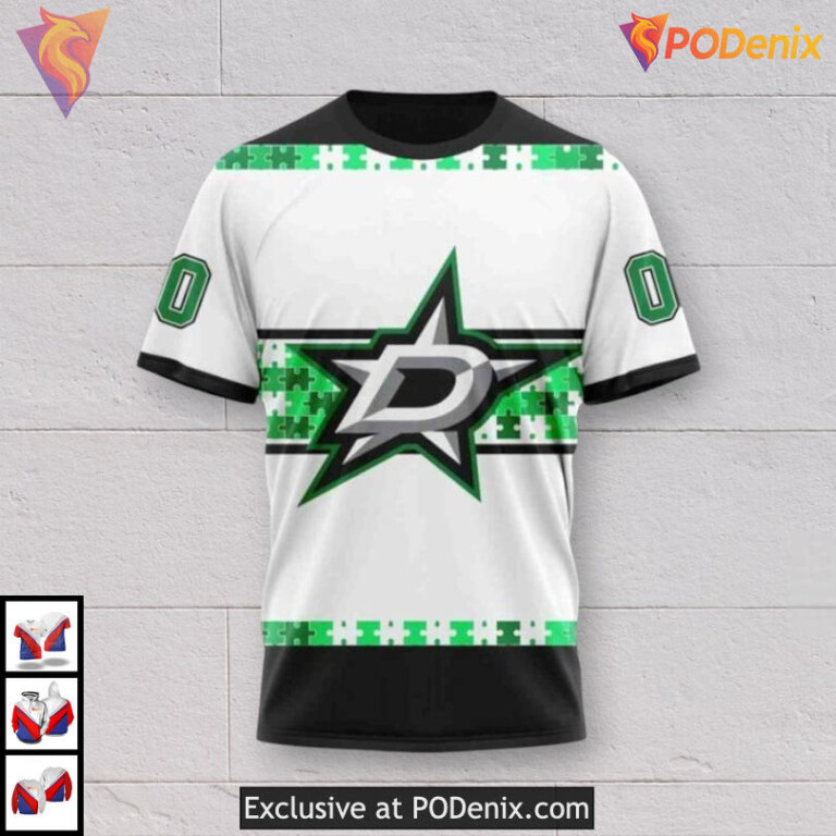 Name Number Autism Tribute Dallas Stars Zip Up Hoodie Personalized 3D - 2