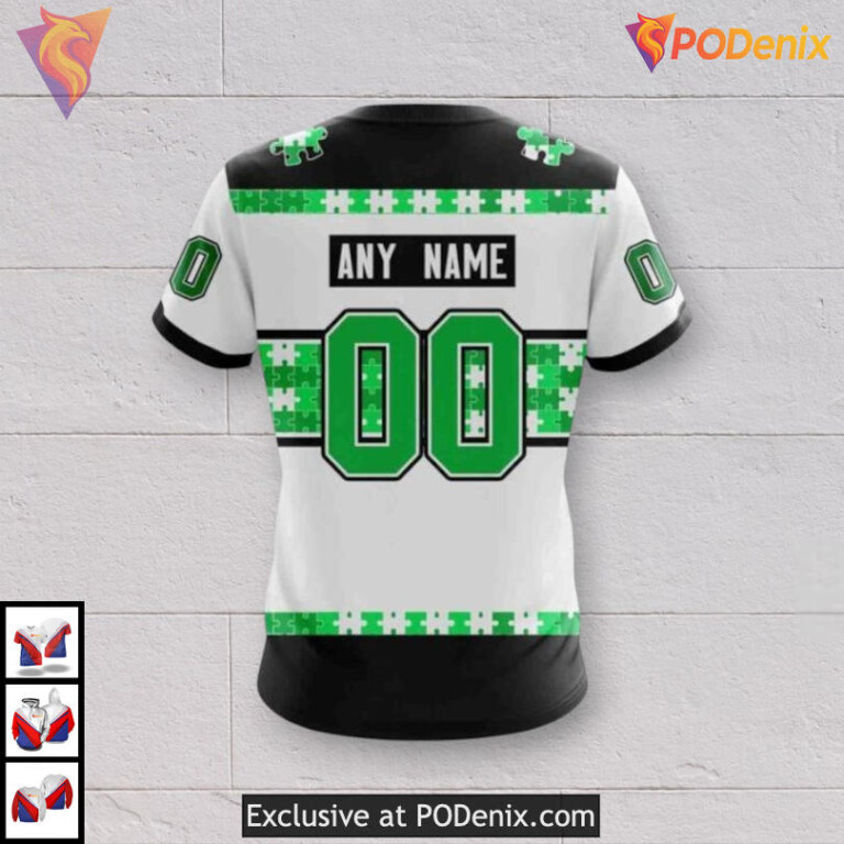 Name Number Autism Tribute Dallas Stars Zip Up Hoodie Personalized 3D - 3
