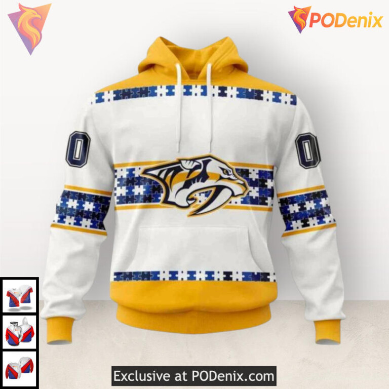 Name Number Autism Tribute Nashville Predators Sweatshirt Hoodie Custom Design