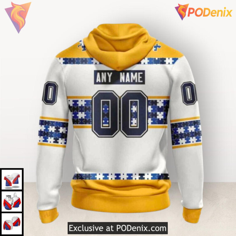 Name Number Autism Tribute Nashville Predators Sweatshirt Hoodie Custom Design - 1