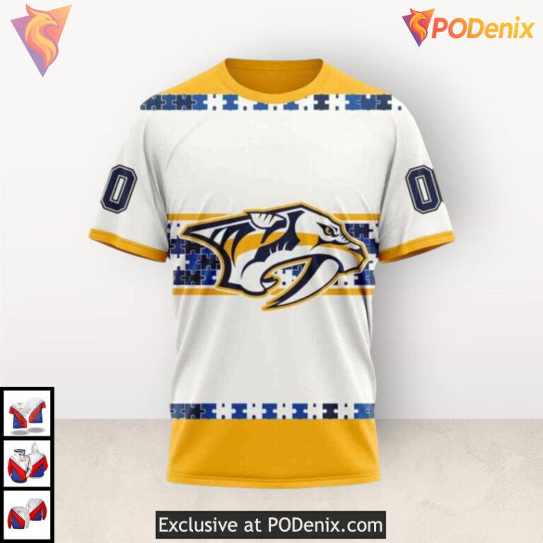 Name Number Autism Tribute Nashville Predators Sweatshirt Hoodie Custom Design - 2