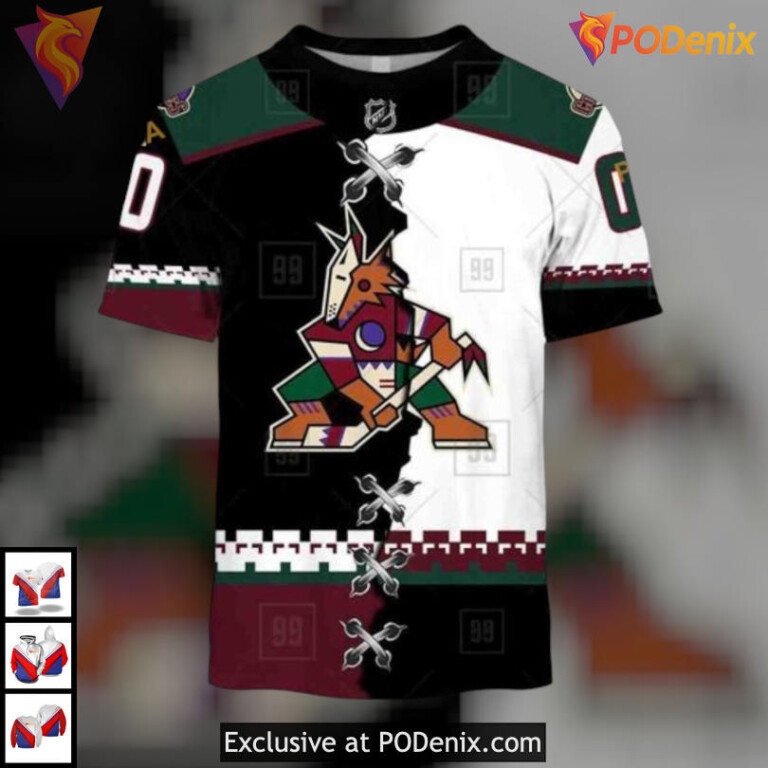 Name Number Custom Jersey Style Personalized Arizona Coyotes Hoodie Merch - 1