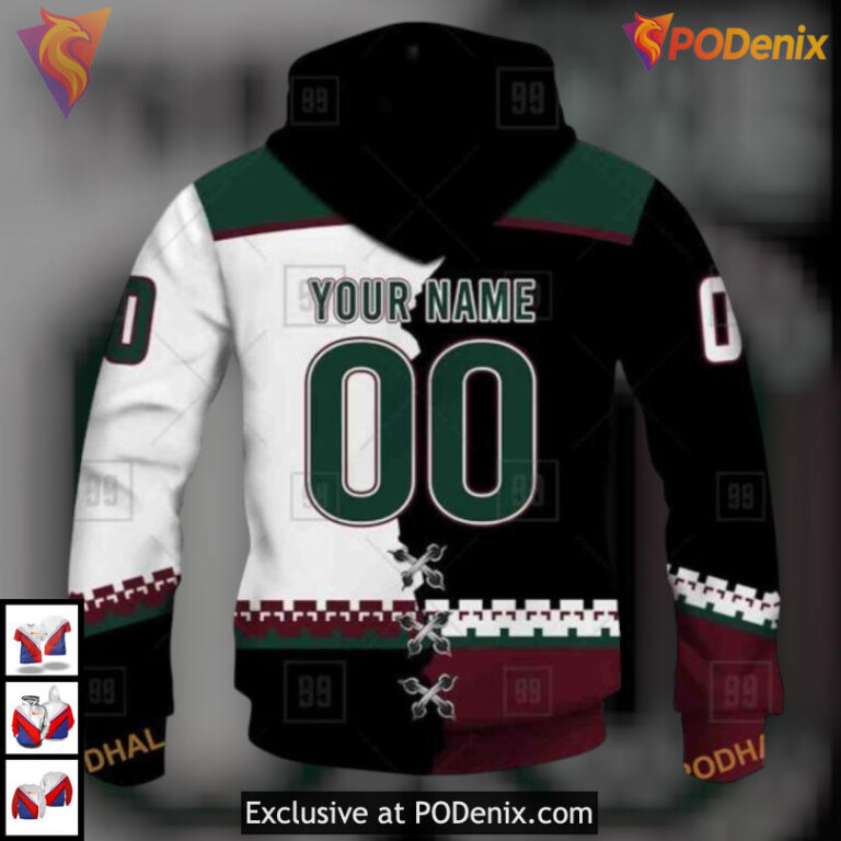 Name Number Custom Jersey Style Personalized Arizona Coyotes Hoodie Merch - 2