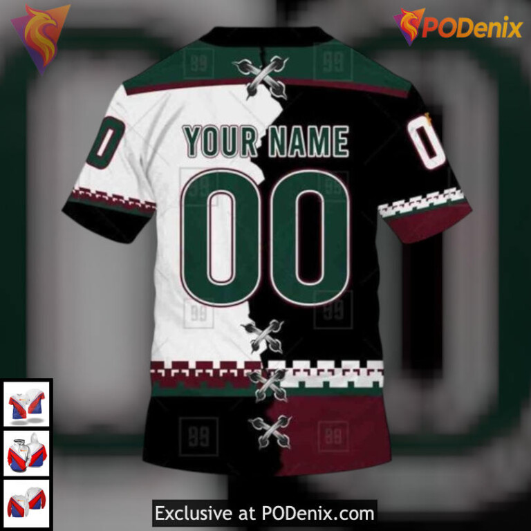 Name Number Custom Jersey Style Personalized Arizona Coyotes Hoodie Merch - 3