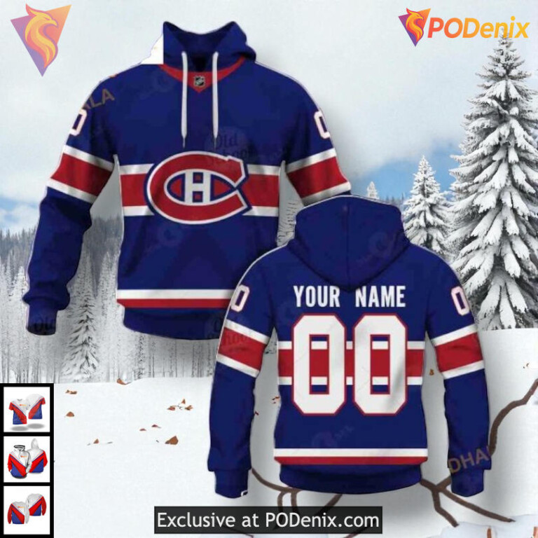 Name Number Tribute Style NHL Montreal Canadiens Zip Up Hoodie 3D Sweatshirt