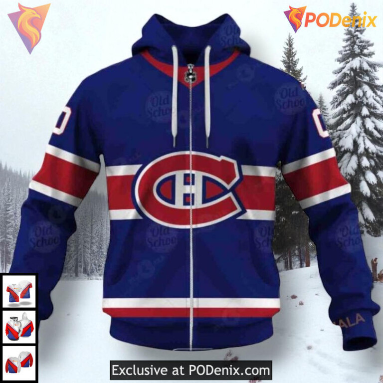 Name Number Tribute Style NHL Montreal Canadiens Zip Up Hoodie 3D Sweatshirt - 3