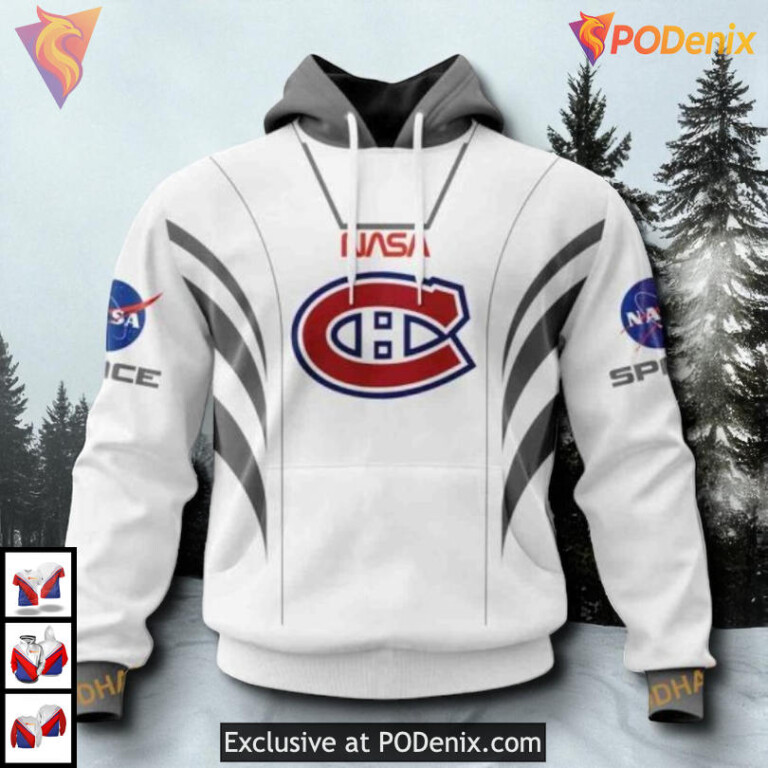 NASA Astronaut Space Force Theme NHL Montreal Canadiens Womens Hoodie 3D