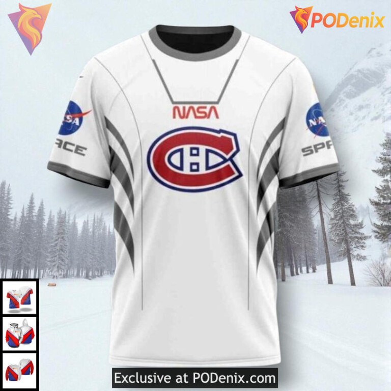NASA Astronaut Space Force Theme NHL Montreal Canadiens Womens Hoodie 3D - 2