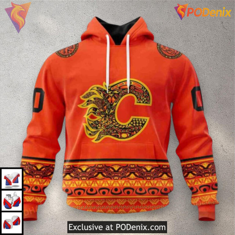 National Day for Truth and Reconciliation Custom Number Calgary Flames Hoodie 3D