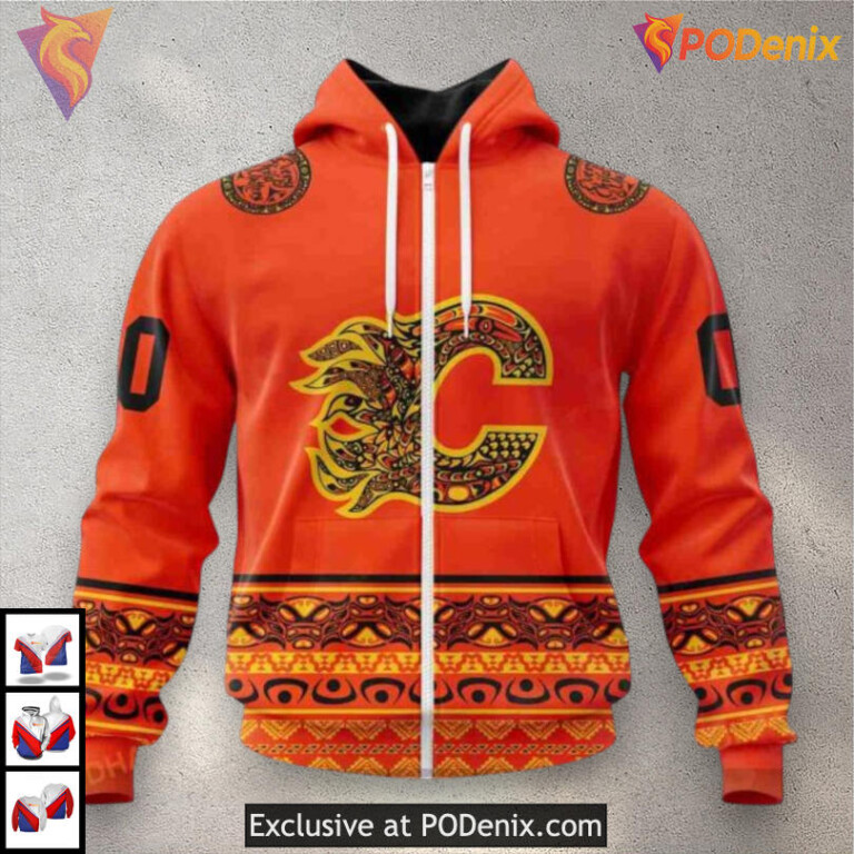 National Day for Truth and Reconciliation Custom Number Calgary Flames Hoodie 3D - 1