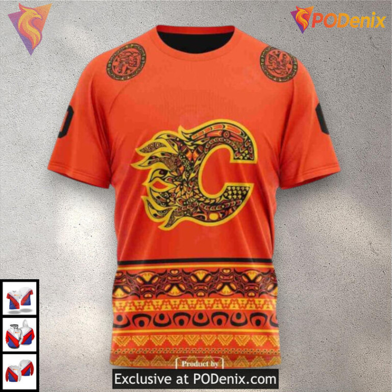 National Day for Truth and Reconciliation Custom Number Calgary Flames Hoodie 3D - 3